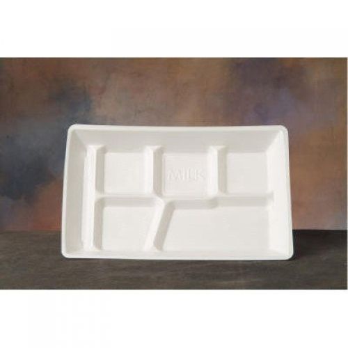 Genpak 10600WH Foam School Tray, 6 Compartment, 12-1/2 x 8-1/2 x 1, White,