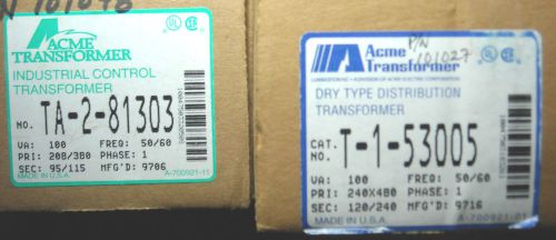 2 Acme Transformer brand Control TA-2-81303 Distribution T-1-53005 both NIB