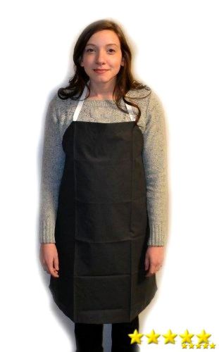 Eisco Labs Black Rubber Coated Cloth Bib Apron, Large 27&#034;W x 42&#034;L, New