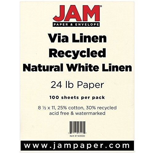 JAM Paper? 8 1/2 x 11 Paper - Strathmore 24 lb Paper - Natural White Linen (30%
