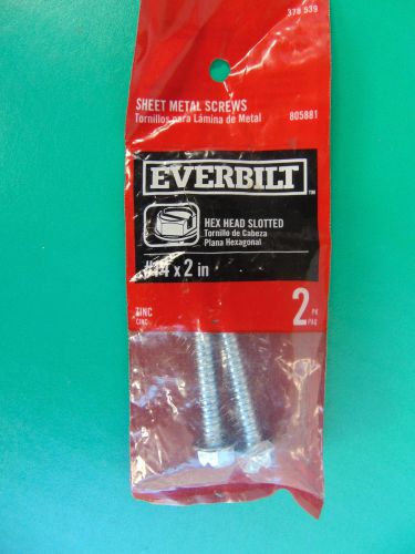 Everbilt sheet metal screw 2&#034; slotted hex head #14 378-539 zinc new 805881 for sale