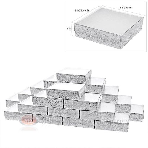 25 silver foil view top 3 1/2&#034; x 3 1/2&#034; cotton filled gift boxes jewelry box for sale