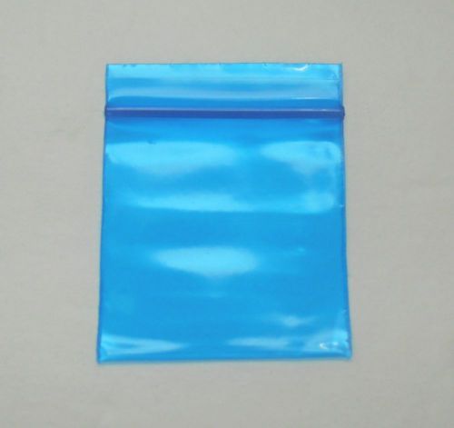 100 Blue Plastic 1.5x1.5 Small Poly Baggies, 2mm Rave 1515 Tiny Ziplock Dime Bag