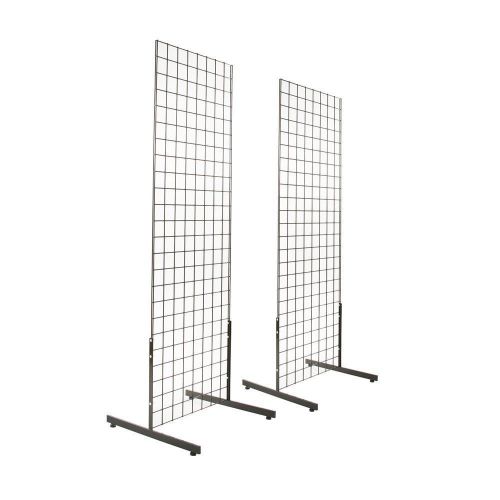 Gridwall Panel Tower with T-Base Floorstanding Display Kit, 2-Pack Black 2&#039;x6&#039;