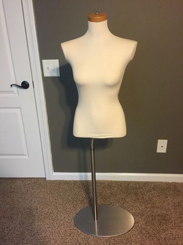 Size 2-4 Female Mannequin Dress Form With Metal Oval Base (Adjustable Height)