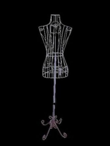 Female White Steel Wire Mannequin Dress Form 32&#034;22&#034;32&#034; on Decorative Stand 0004