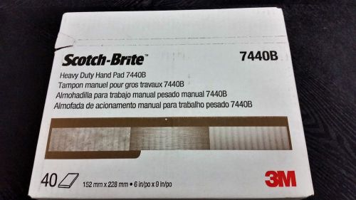ScotchBrite 7440B Heavy Duty Hand Pads 6 in x 9 in, Brown, One Bulk Case of 40