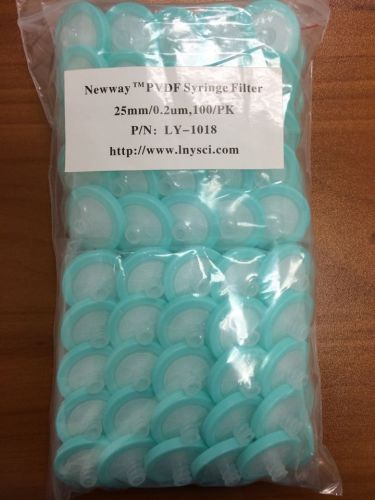 Pvdf syringe filter, 25mm/0.2u, 100/pk,hplc, ly-1018 for sale