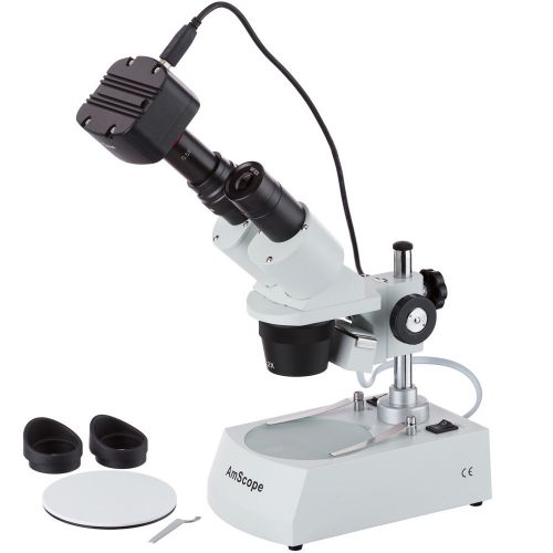 Amscope se306r-p-mt 20x-40x student stereo microscope + 1.3mp usb camera for sale
