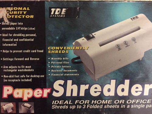 TDE Systems Straight Cut 3 Paper Shedder Home/Office Business Equipment FREE SH