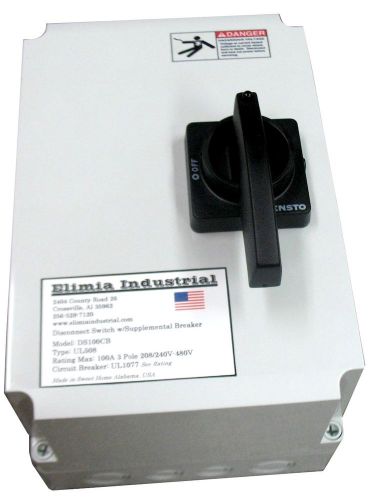 Elimia 40a fused disconnect switch nema 4x w/circuit breaker 208-230 480v 600v for sale
