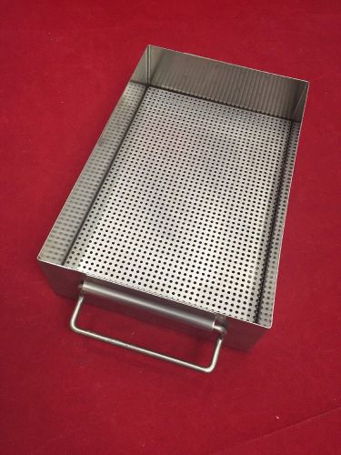 Stainless Steel Instrument Tray w/Handles Perforated Bottom 10x6x2.5&#034; Good Cond.