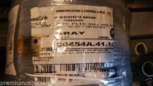 General cable/carol c0454a 18/2c shielded audio/media/comm wire pltc/cmg /20ft for sale