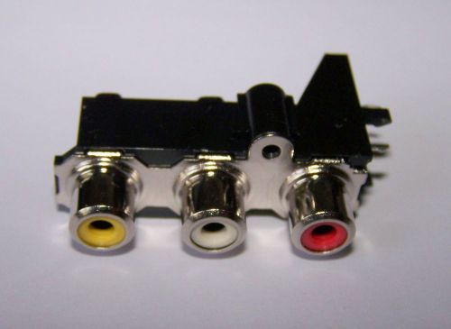 1 pc, A/V RCA sockets; Vertical PCB Mount.