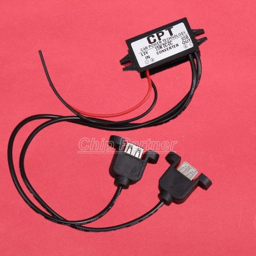 1pcs dc-dc 12v to 5v power converter step-down module dual-usb with install hole for sale