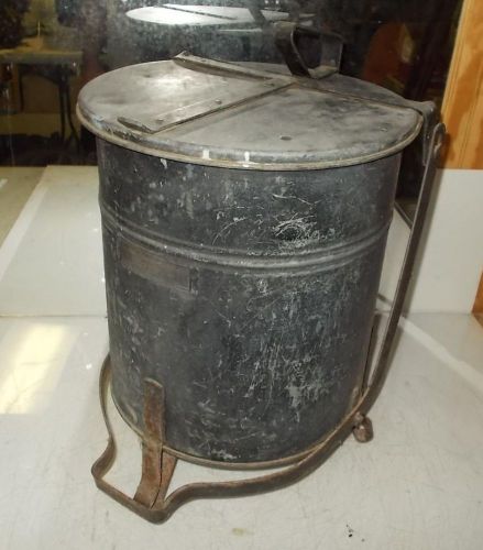 Vintage justrite industrial galvanized metal oily rag waste can - 14 gal. good for sale