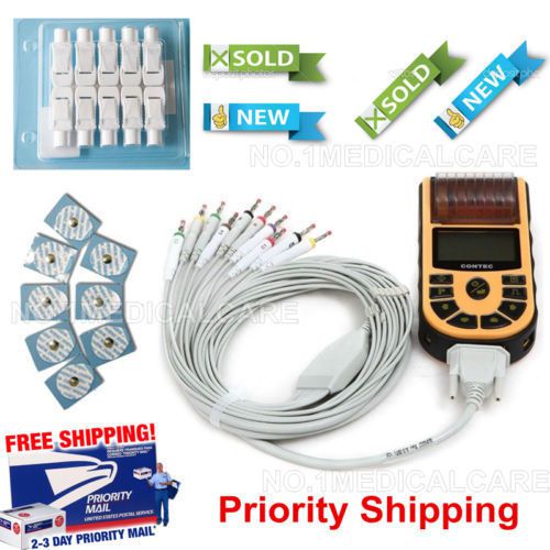 USA SHIPMENT! 12 Lead  Handheld ECG /EKG machine Electrocardiograph PC SOFTWARE