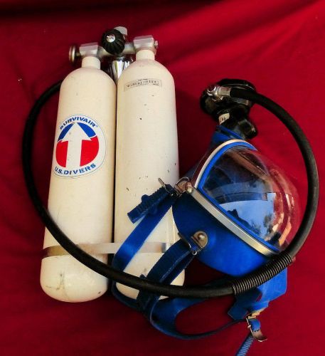 Survivair  emergency escape breathing apparatus air supply mask and two tanks for sale