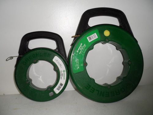 Greenlee 436-10 100ft x 3/16&#034; nylon and 438-5 65ft x 1/8&#034; steel fish tape lot for sale
