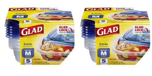 Glad GladWare Entree Food Storage Containers Medium Square 25 oz 10 ct 2x 5 Pack