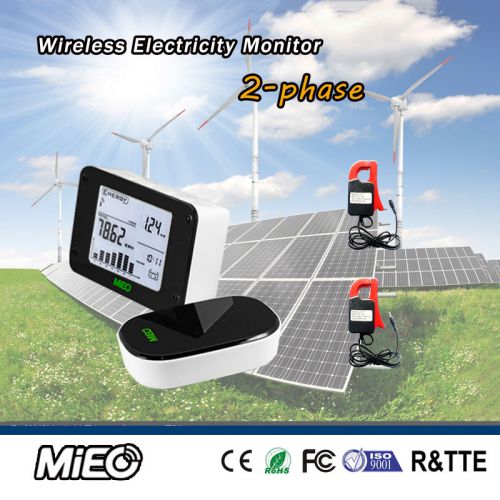Mieo ha102 wireless electricity monitor for 2 phases system&amp;2ct4 current sensors for sale
