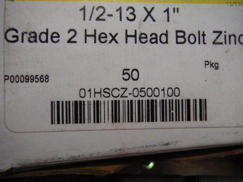 1/2-13 X 1 grade 2 hex bolt with washers (50pcs) zinc