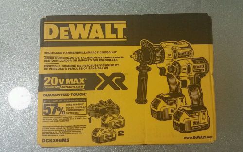 Dewalt dck296m2  xr li-ion brushless  hammerdrill / impact combo kit &#034;new&#034; for sale