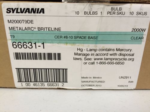Sylvania Metalarc BriteLine 2000W T9 Double Ended Bulb Ceramic #8-10 Spade Base