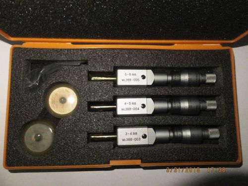 Mitutoyo 368-907 internal micrometer set 3-6 mm metric holtest vernier bore gage for sale
