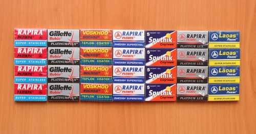 140 MIXED RAPIRA SPUTNIK VOSKHOD GILLETTE DOUBLE EDGE RAZOR BLADES NEW 100