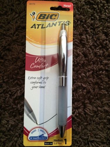 Bic Atlantis Ultra Comfort Smoother Black Ink Gray Ball Pen