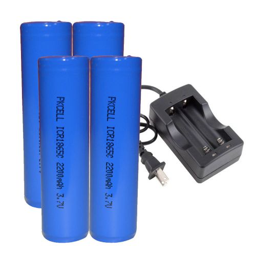 4x18650 2200mWh 3.7V Li-ion Rechargeable Batteries Flat Top and 18650 Charger