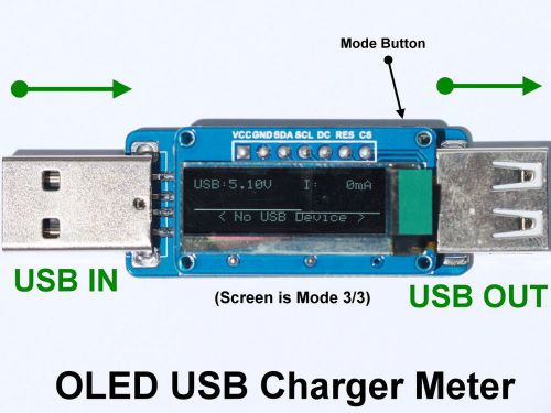 0.91 oled usb charger power current voltage detector / tester / meter / mobile for sale