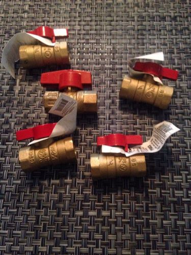 (5) 1/2&#034; IPS Brass Gas Ball Valves - Natural Gas / Propane, CSA, Shut-Off Valve