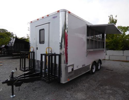Concession trailer white 8.5 x 16 food catering event trailer for sale