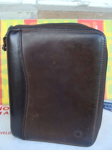 Vintage Franklin Covey Compact 1.25&#034;R-gs Brown Distressed LEATHER Planner Binder