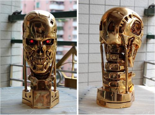 Hot 15&#034; 1/1 Terminator Bust T800 Skull Model Figure Head Statue Toy golden