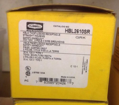 LOT OF 2 Hubbell HBL2610SR Twistlock Receptacle, 30A, 125V, Type 1, New