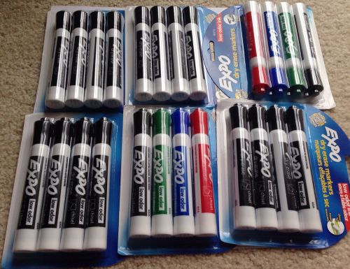 Lot Of 6 Expo Low Odor Chisel Tip Dry Erase Markers, Assorted Markers