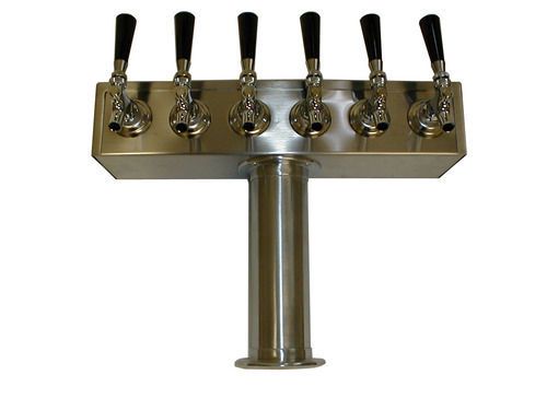Stainless Steel Draft Beer Kegerator T-Tower- 6 Faucets - Commercial Bar System