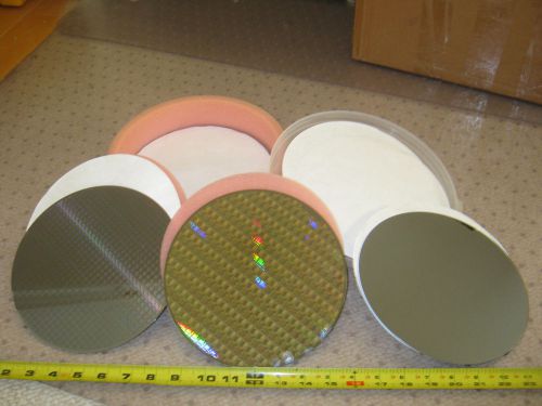 3 pcs 6&#034; silicon wafer substrate chip pattern in shipping container foam pads