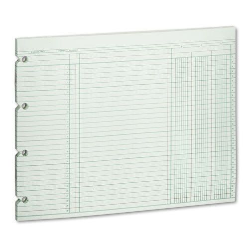 Accounting Sheets, Three Column, 9-1/4 x 11-7/8 , 100 Loose Sheets/Pack, Green