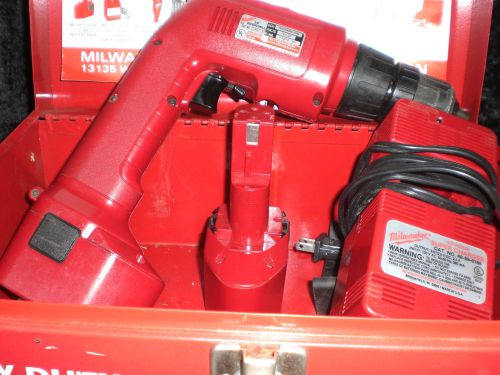 Milwaukee heavy duty 12 volt hi-torque driver drill kit 3/8&#034; gc in metal case + for sale
