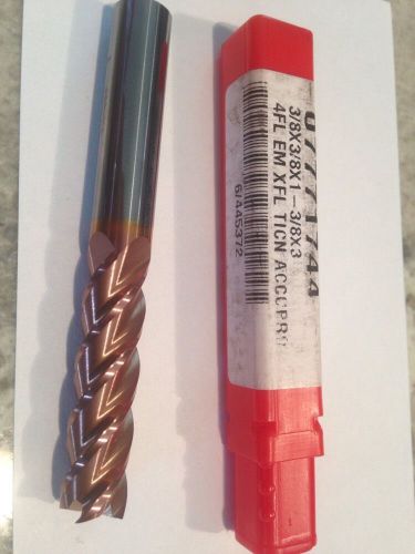 3/8X3/8X1-3/8X3 Solid Carbide 4 Flute Endmill Ticn Coated