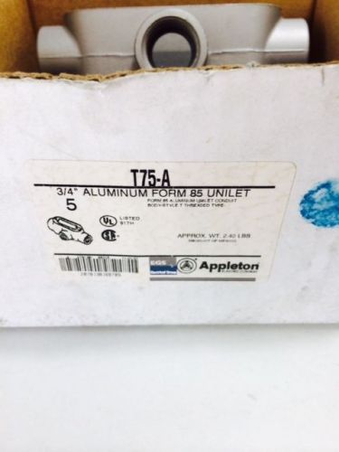 Lot of 5 appleton t75-a  3/4&#034; alum form 85 unilet for sale