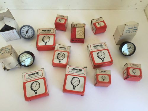 Vintage gauges lot 13 total! steampunk nos new old stock amtek ashcroft look! 5 for sale