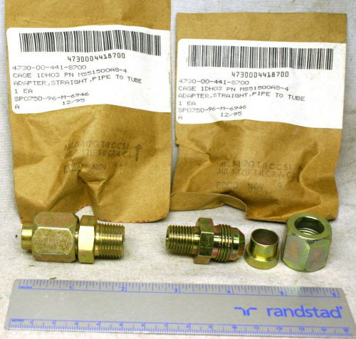Lot of 10 New in bags USmade Hydraulic adapters Stgt  pipe to Tube 1./2&#034; NoRes