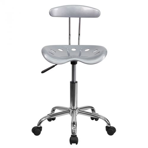 Vibrant Silver and Chrome Task Chair with Tractor Seat [LF-214-SILVER-GG]