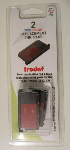 Trodat 2 Two Color Replacement Ink Pads Red &amp; Blue Free Shipping