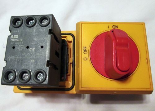 2 used abb disconnect power motor load switch 3 phase pole ot25et3 25amp 600vac for sale